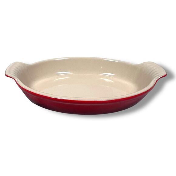 Le Creuset Heritage Au Gratin Dish 6 oz Red Ombre Oval Stoneware 6.5" New - Picture 1 of 8